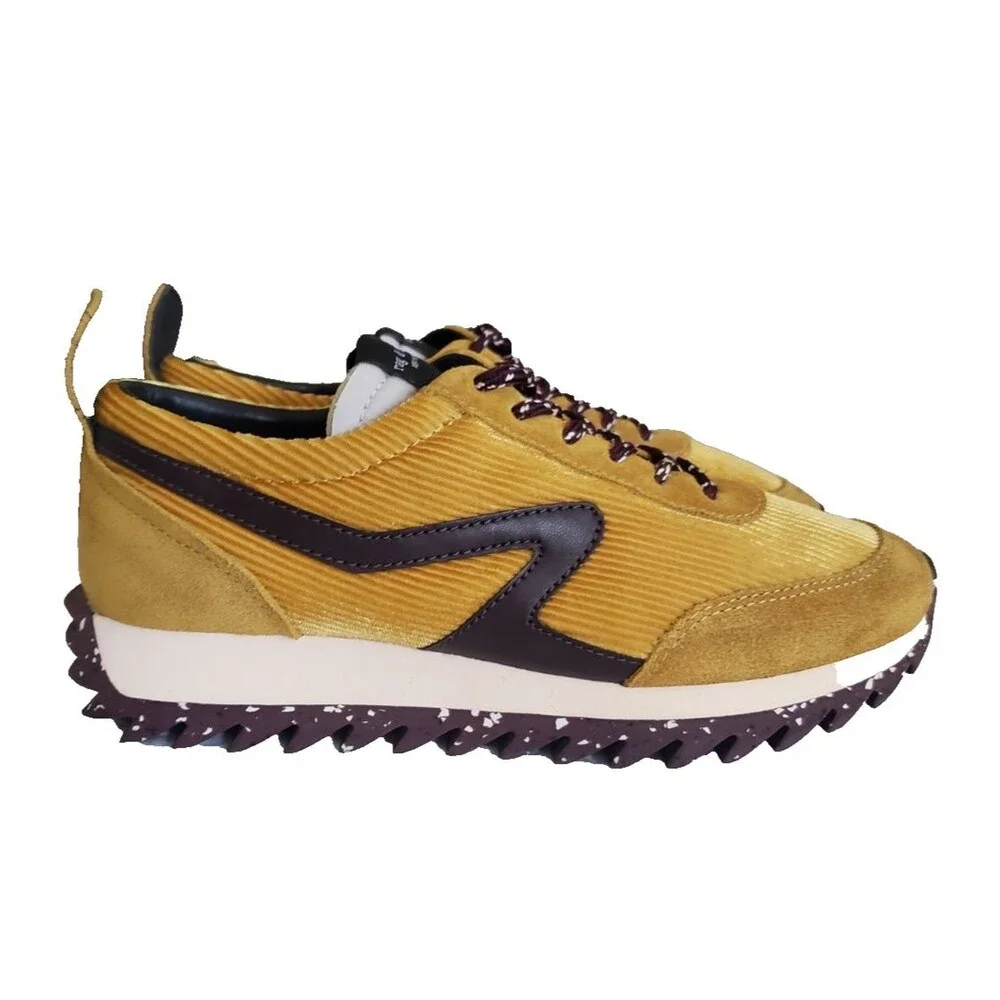 Rag & Bone Women's Corduroy Retro Runner Sneakers Size 7 EU 37 Gold Brown